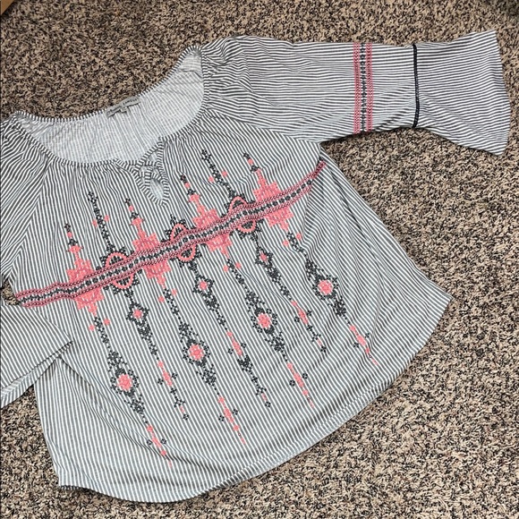 Absolutely Famous Boho Striped Tunic Blouse Plus Size 2X | NWOT - Picture 2 of 6